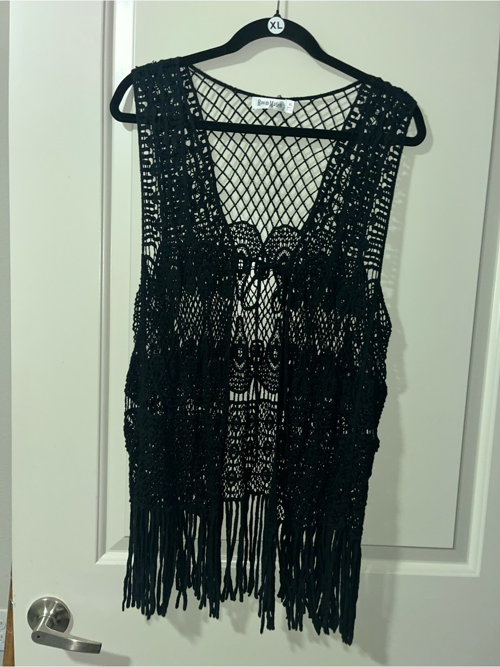 RoomMates Black Fishnet Overlay Vest